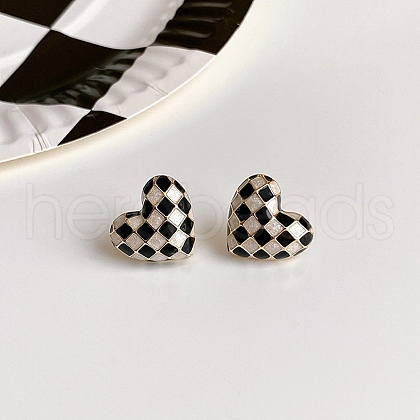 Alloy Enamel Stud Earrings EJEW-Z113-01G-A-1