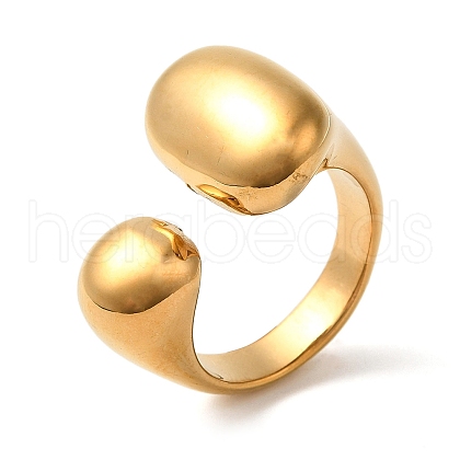 Ion Plating(IP) 304 Stainless Steel Oval Open Cuff Rings for Women Men RJEW-Z054-02G-02-1