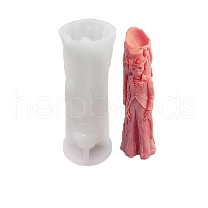 DIY Halloween Theme Ghost Bridegroom-shaped Candle Making Silicone Molds DIY-D057-06A-1