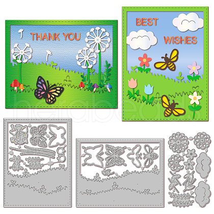 3Pcs 3 Styles Grass Theme Carbon Steel Cutting Dies Stencils DIY-WH0309-2029-1