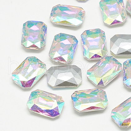 Pointed Back Glass Rhinestone Cabochons RGLA-T079-10x14mm-05-1