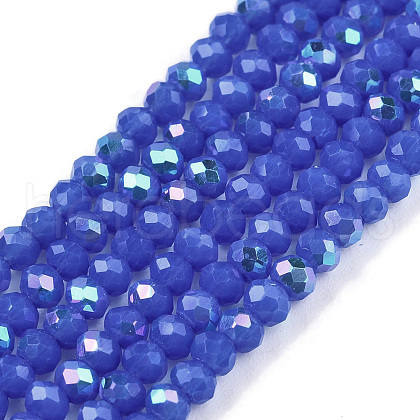 Electroplate Opaque Solid Color Glass Beads Strands EGLA-A044-P1mm-L32-1