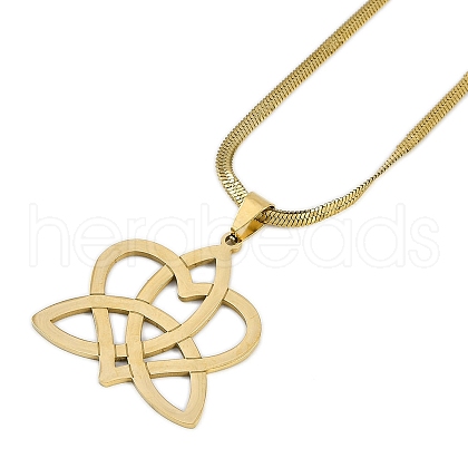 304 Stainless Steel Trinity Heart Pendant Box Chain Necklaces NJEW-M010-01G-1