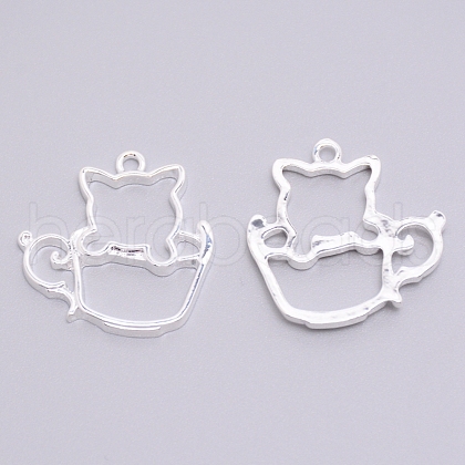 Alloy Open Back Bezel Pendants PALLOY-WH0072-91S-RS-1