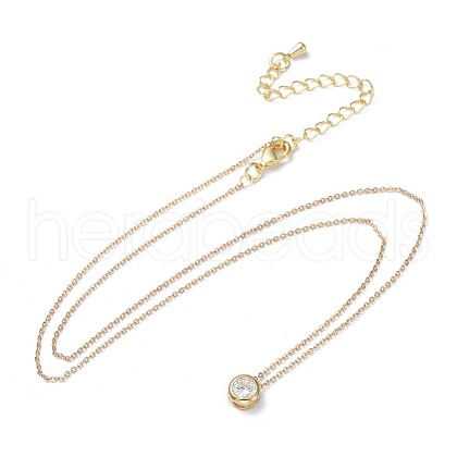 Brass Micro Pave Cubic Zirconia Pendant Necklaces NJEW-JN02426-1