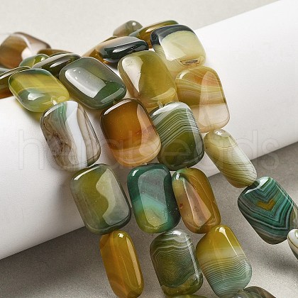 Natural Banded Agate Beads Strands G-K392-B05-13x18mm-1