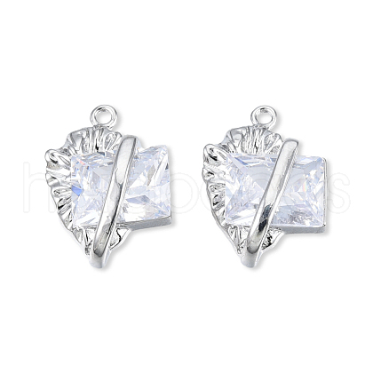 Brass Pave Clear Cubic Zirconia Pendants KK-N232-474P-1