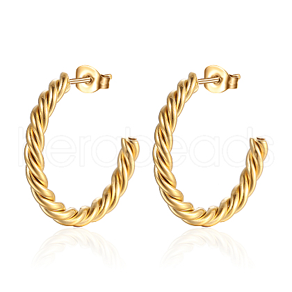 Stainless Steel Twist Hoop Earrings for Women YD3923-1-1