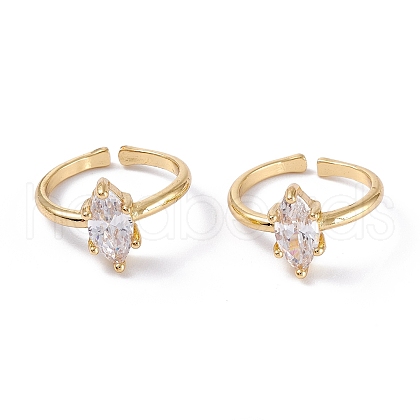 Mother's Day Rings Brass Micro Pave Cubic Zirconia Cuff Rings RJEW-M138-15G-A-1