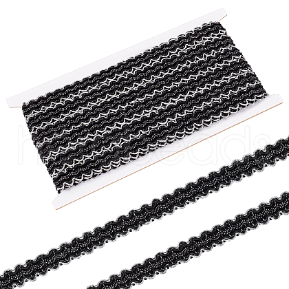 12M Polyester Glitter Wavy Fringe Trim Ribbon OCOR-WH0003-031A-1