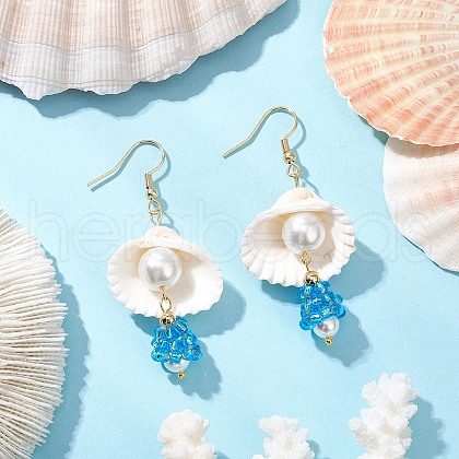 Shell Glass Dangle Earrings EJEW-MZ00424-03-1