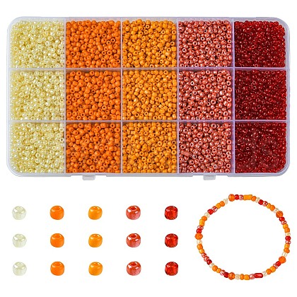 225G 5 Colors 8/0 Glass Seed Beads SEED-YW0002-55-1