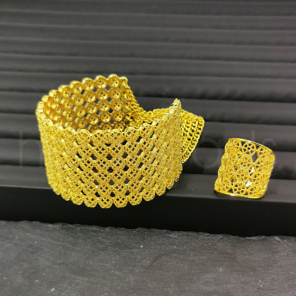 Alloy Chain Tassel Bangles & Cuff Ring Sets FS-WG89C4D-01-1