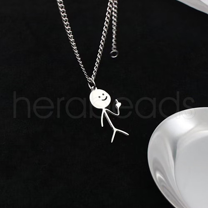 Funny Middle Finger Stickman Stainless Steel Pendant Necklaces FS-WGF11D3-01-1