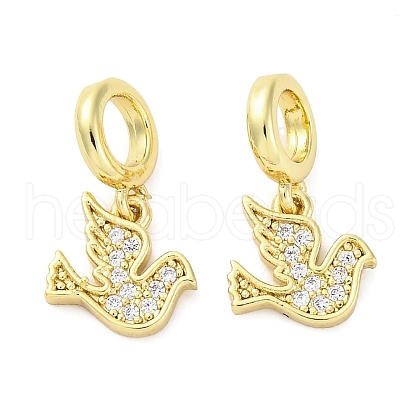 Brass Micro Pave Cubic Zirconia European Dangle Charms KK-D325-10G-1