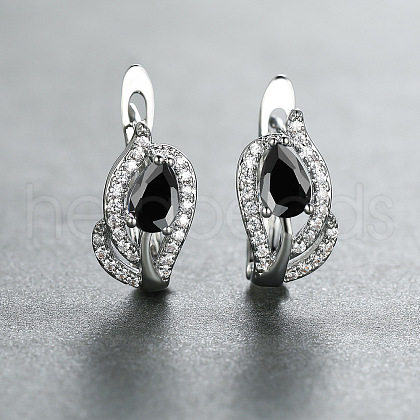 Brass Micro Pave Cubic Zirconia Hoop Earrings WG7D53C-02-1