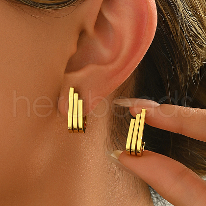 Geometric Stainless Steel Triple Stud Earrings BI1243-1