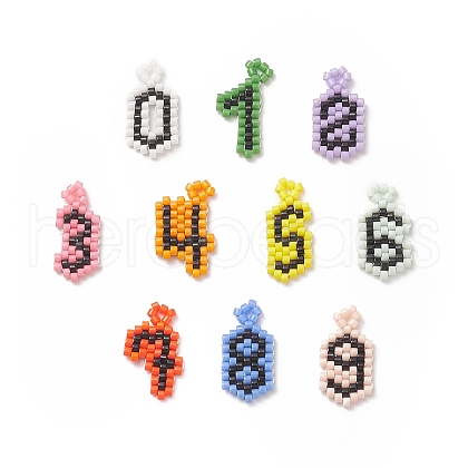 10Pcs 10 Styles Handmade Japanese Seed Beads Pendants PALLOY-MZ00045-1