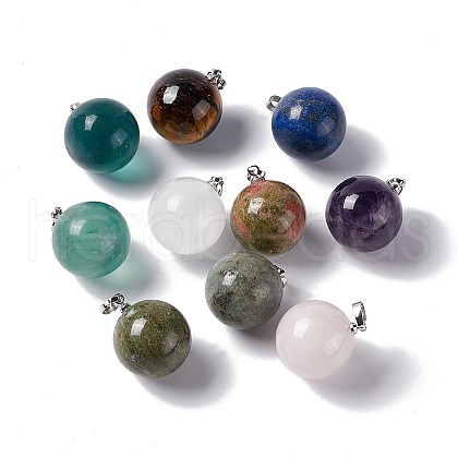 Natural & Synthetic Mixed Gemstone Pendants G-G926-02P-1