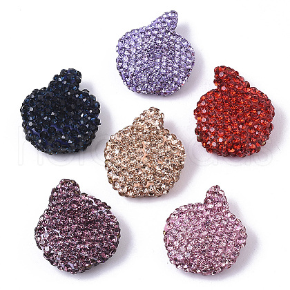 Handmade Polymer Clay Rhinestone Beads RB-T017-07-1