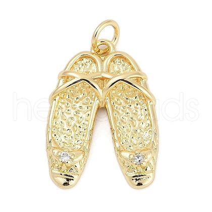 Brass Micro Pave Clear Cubic Zirconia Charms KK-G522-49B-G-1
