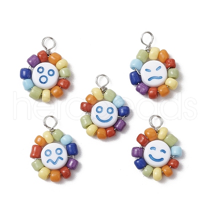 Acrylic & Glass & Copper Pendants PALLOY-JF03892-03-1