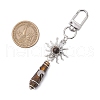 Copper Wire Wrapped Natural Tiger Eye Pointed Bullet Pendant Decorations HJEW-JM03104-08-3