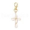 Cross Natural Cowrie Shell Pendant Decorations HJEW-JM03314-02-2