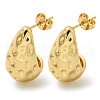 Rack Plated Teardrop Hammered Brass Stud Earrings for Women EJEW-Z048-15A-G-1