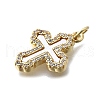Brass Micro Pave Clear Cubic Zirconia Pendants KK-V010-10G-01-2