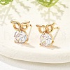Owl Brass Micro Pave Cubic Zirconia Stud Earrings for Women EJEW-G428-10G-01-3