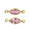 Brass Pave K9 Glass Connector Charms KK-Q059-01D-G-1