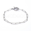 304 Stainless Steel Textured Paperclip Chain Bracelets BJEW-JB05112-1