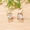 Flat Round Brass Pave Cubic Zirconia Stud Earrings for Women EJEW-G428-29A-02-3