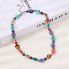 Bohemian Dyed Natural Shell Flat Round & Faceted Rondelle Glass Beaded Necklaces for Women NJEW-S456-01-1