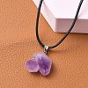 Natural Amethyst Pendant Necklaces NJEW-E146-01-2