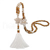 Synthetic Turquoise Star Tassel Wood Round Beaded Long Necklaces FS-WGB2C24-01-5