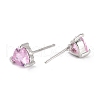 Dainty Heart Pink Cubic Zirconia Stud Earrings for Her EJEW-C002-11P-RS-2