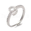 Rack Plating Brass Cubic Zirconia Arabic Letters Adjustable Rings for Women RJEW-S407-10P-05-1