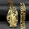 304 Stainless Steel Hollow Virgin Mary & Baby Pendant Figaro Chain Necklaces STAS-D196-09G-1