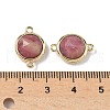 Brass Pave Natural Rhodonite Faceted Flat Round Connector Charms G-U028-04G-12-3