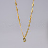 Oval Stainless Steel Clear Cubic Zirconia Pendant Necklaces & Curb Chain Bracelets Sets FS-WG5D0A2-01-2