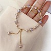 Acrylic & Cubic Zirconia Beads Slider Bracelets WG9EBEA-01-1
