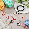 Poker Sign with Cat Pattern Alloy Enamel Pendant Stitch Markers HJEW-AB00507-4