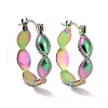 Ion Plating(IP) Rainbow Color 304 Stainless Steel Oval Wrap Hoop Earrings for Women EJEW-G293-29M-1