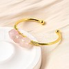 Natural Rose Quartz Beads Cuff Bangles for Women BJEW-Q035-01G-02-5
