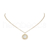 Natural Aquamarine & Seed Flower Pendant Necklace NJEW-MZ00019-02-4