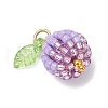 Glass Seed Beaded Berry Fruit Pendants PALLOY-MZ00729-03-3
