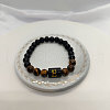 Natural Tiger Eye & Black Obsidian Round Beaded Stretch Braceletes WG32BD9-05-1