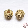 Real 18K Gold Plated Rondelle 925 Sterling Silver Textured Beads STER-M101-02-6mm-2